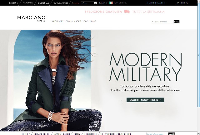 Homepage sito Marciano Guess