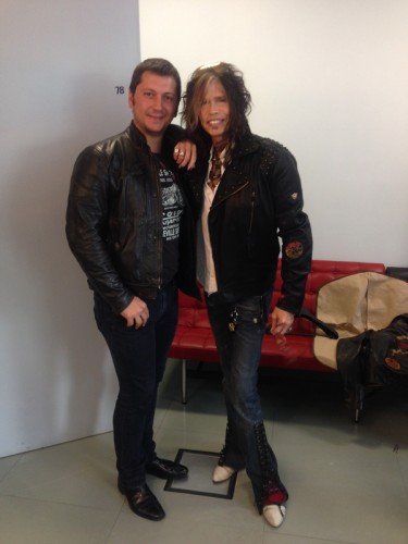 Michele Malenotti con Steven- Tyler all'Eicma 2013