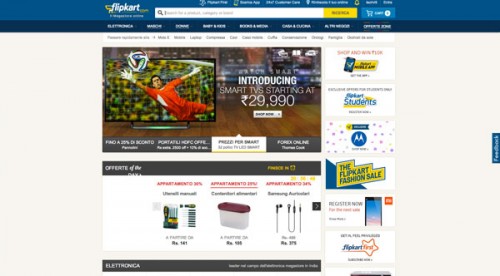 Homepage della internet company indiana Flipkart