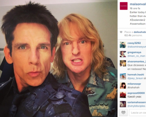 Foto dei due attori pubblicata sul profilo Instagram di Valentino.