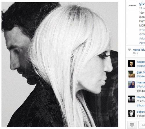 Screenshot dall'account Instagam Givenchy,