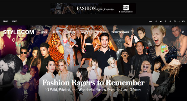 L'home page di Style.com