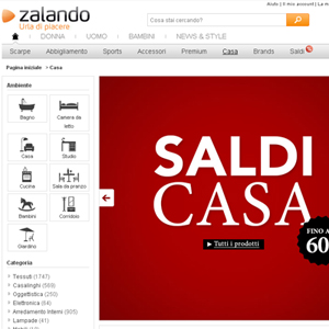 Zalando, è ora online la sezione Casa