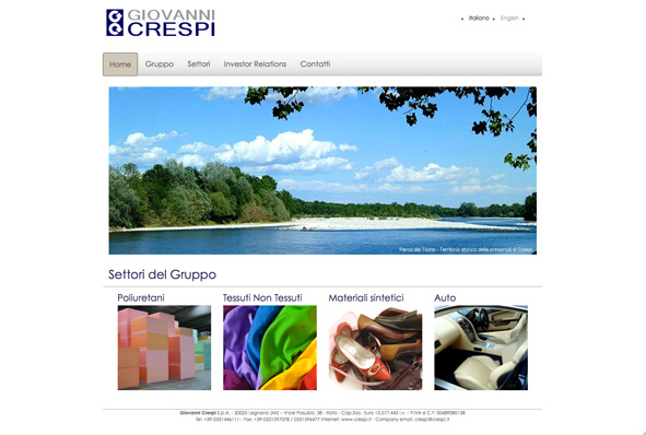 L'homepage del sito di Giovanni Crespi