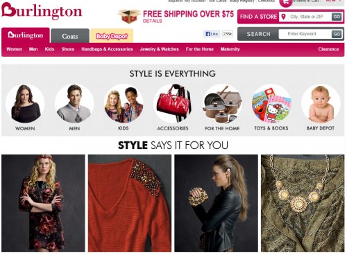 Burlington - homepage sito