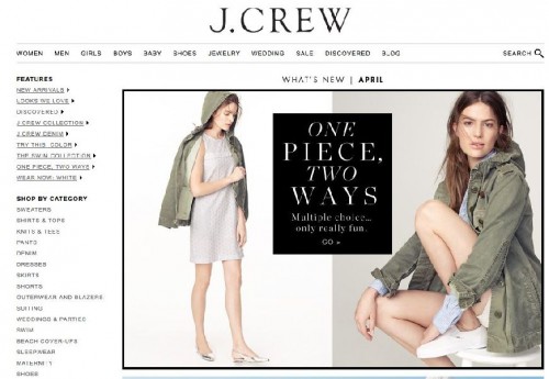 Il sito web di J.Crew