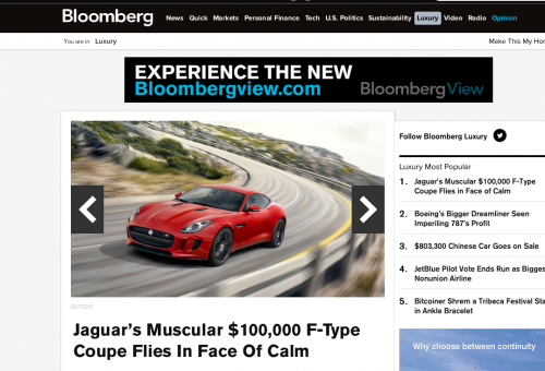 La sezione Luxury di Bloomberg