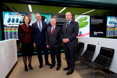 Da sinistra: Maureen McGuire e Dan Doctorff di Bloomberg e Declan Collier e Matthew Hall di LCY