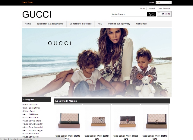 Sito di prodotti contraffatti di Gucci gucciborse2014.com