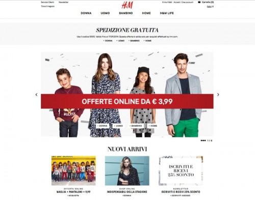 H&M, sito web