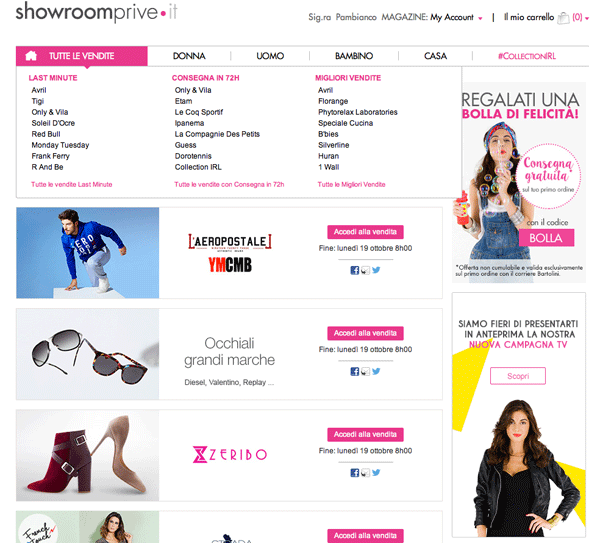 Showroomprive lancia un piano Tv