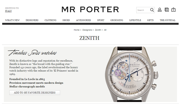 L’orologeria svizzera sbanca Mr Porter