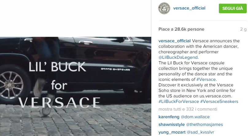 Versace, prima capsule su Instagram