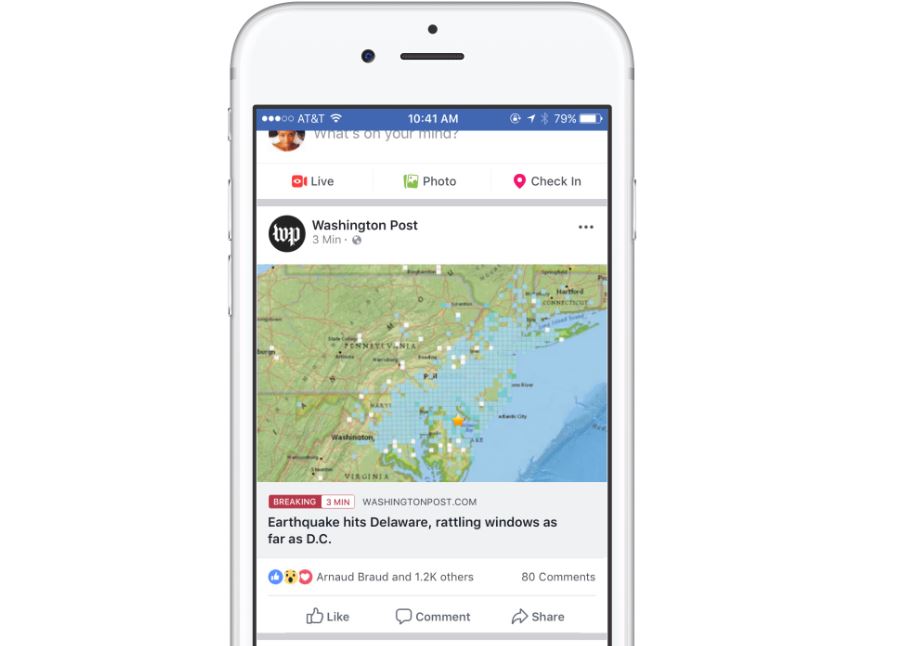 Facebook testa le breaking news e le video news
