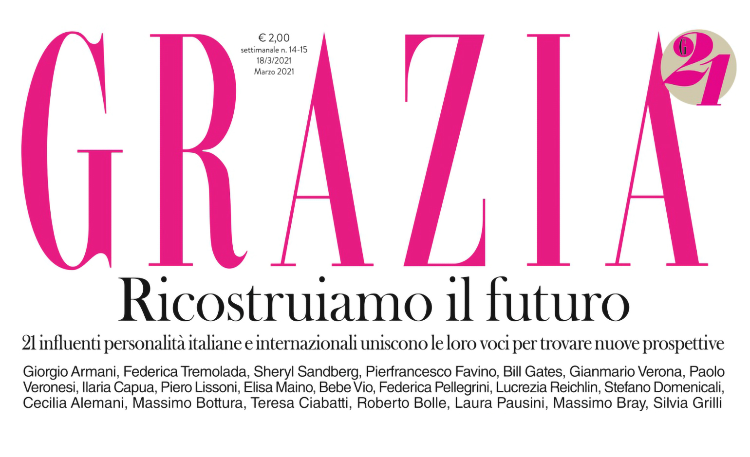 Grazia presenta G21, un progetto dedicato al futuro