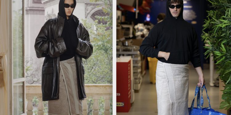 Ikea sbeffeggia con ironia la gonna-asciugamano di Balenciaga